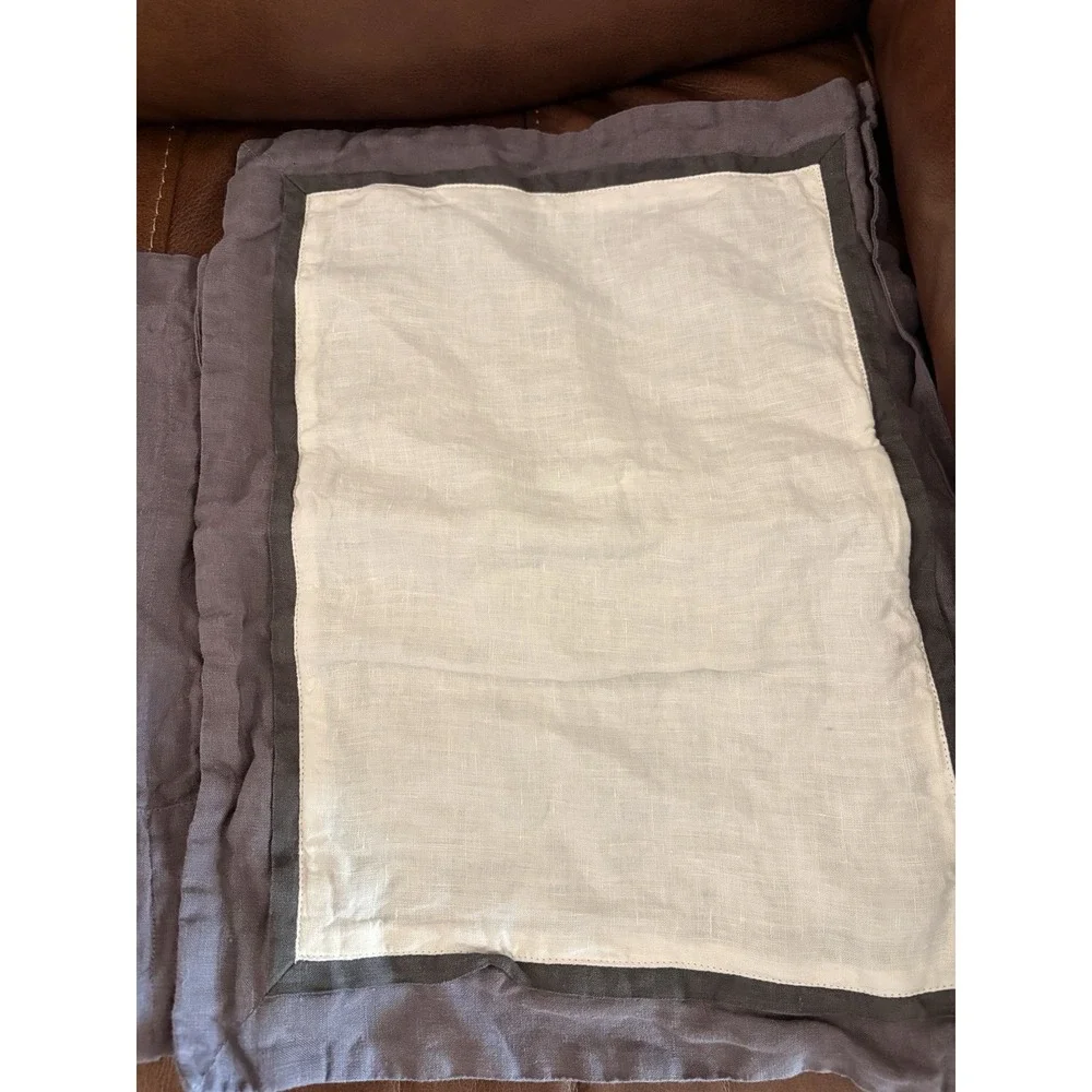 Peacock Alley Pillow 2 Pc Shams Textured Linen gray Made In Portugal LOOK